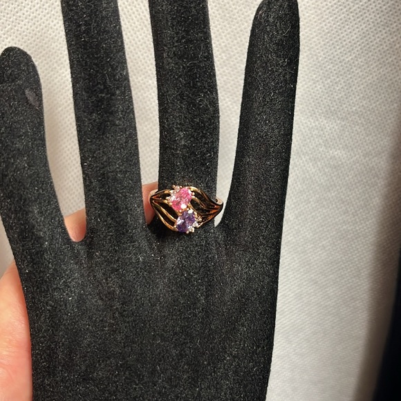 Beautiful Rose Gold Plated 2 Stone Ring - Picture 3 of 9